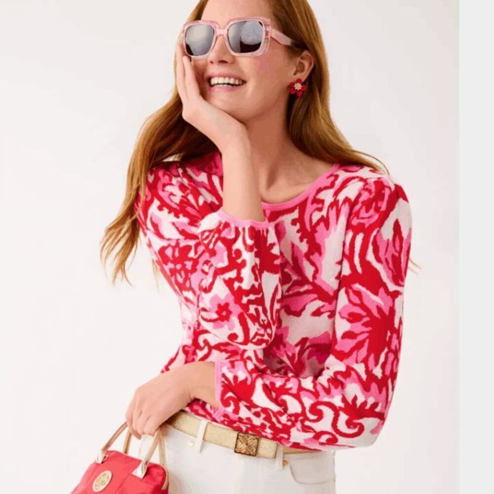 NWT Lilly Pulitzer Veronita Sweater- Coconut Spicy Socialite Jacquard-Size M